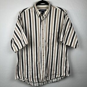 Vintage Crossings Short Sleeve Shirt Men's Sz L Button Up Striped‎ Single Stitch